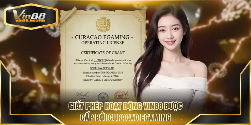 Giấy phép hoạt động VIN88 được cấp bởi cơ quan Curacao eGaming